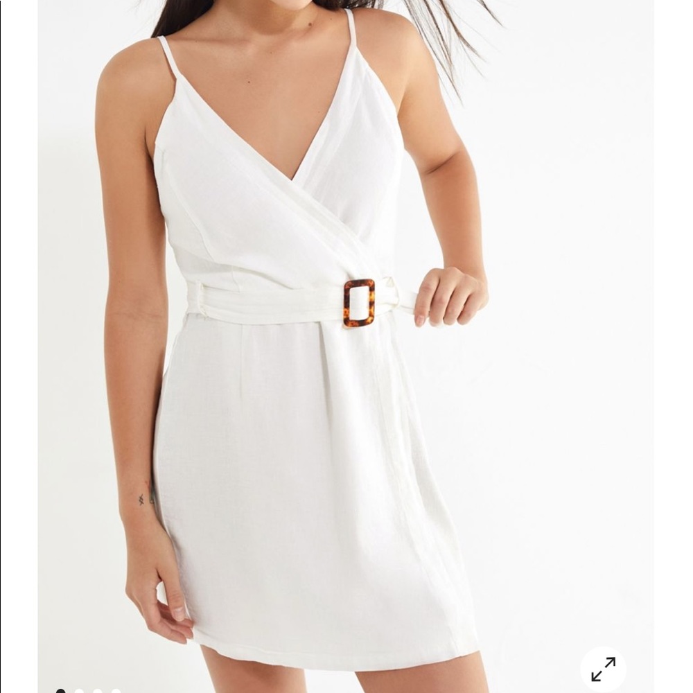 Urban Outfitters White Linen Wrap Dress